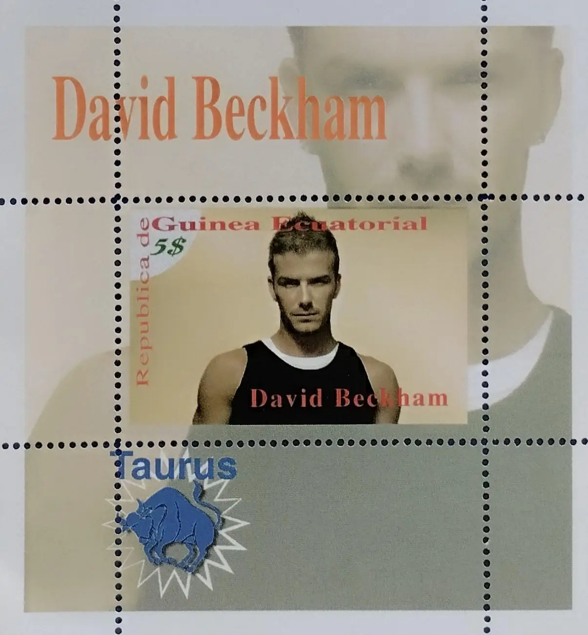 Блок. Гвинея 2012. Футбол. Дэвид Бекхэм.