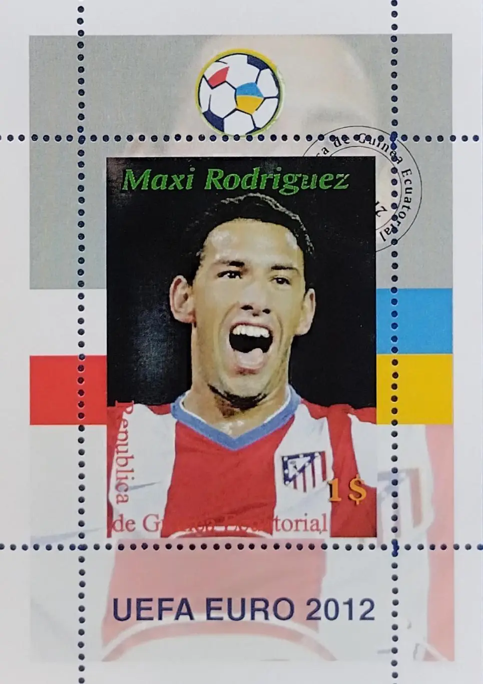 Блок. Гвинея 2006. Футбол. Макси Родригес. Аргентина.