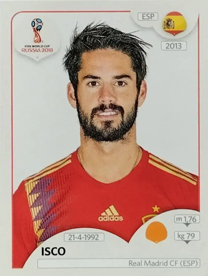 PANINI. Наклейка №143. Чемпионат мира по футболу 2018. ISCO.