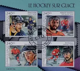 Малый лист. Джибути 2019. Хоккей с шайбой. Кросби. Овечкин. Лайне. Карлссон.