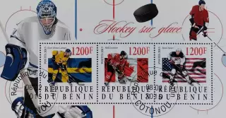 Малый лист. Бенин 2015. Оливер Экман-Ларссон. Мэтт Дюшен. Брок Нельсон. Гашеный.