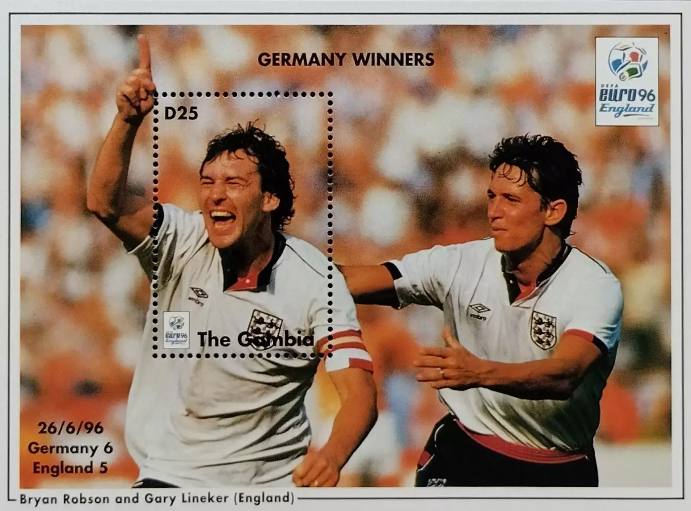 Блок. Гамбия 1996. Чемпионат Европы по футболу. Англия 1996. Робсон. Линекер.