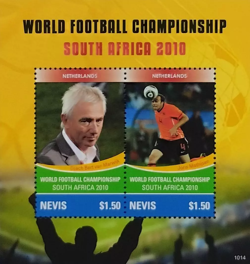 Малый лист. Невис 2010. Чемпионат мира по футболу. ЮАР 2010. Нидерланды.