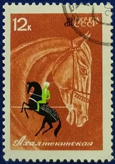 СССР 1968. Коневодство и конный спорт в СССР. Ахалтекинская лошадь. Гашеная.