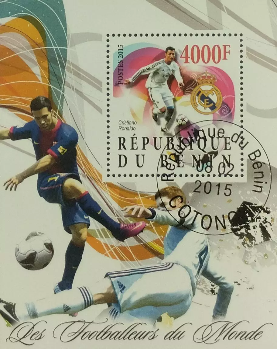 Блок. Бенин 2015. Криштиану Роналду.