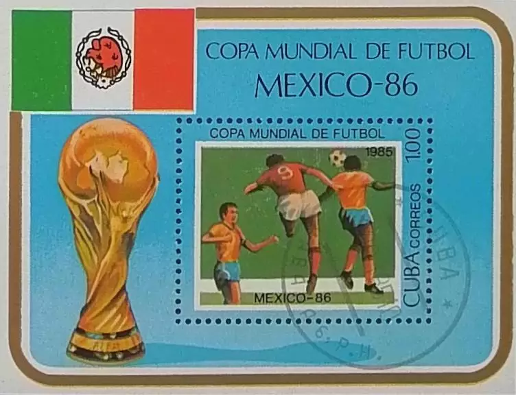 Блок. Куба 1985. Чемпионат мира по футболу. Мексика 1986.