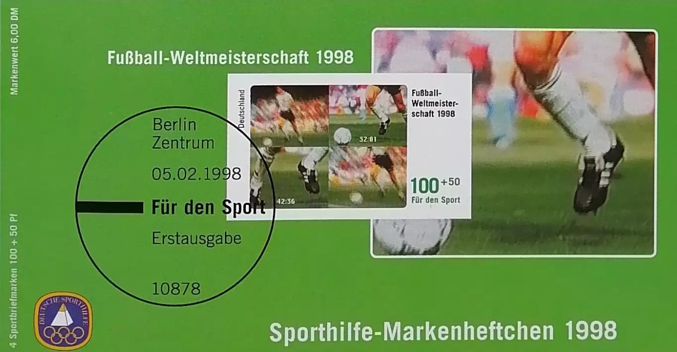 Буклет с марками (Германия). Официальные марки ФИФА. ЧМ по футболу 1998.