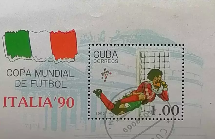 Блок. Куба 1990. Чемпионат мира по футболу. Италия 1990.