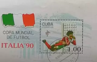 Блок. Куба 1990. Чемпионат мира по футболу. Италия 1990.