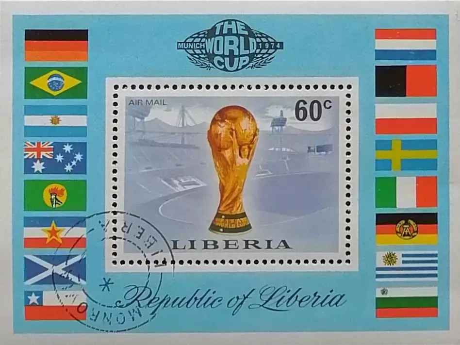 Блок. Либерия 1974. Чемпионат мира по футболу. Германия 1974.