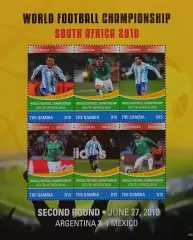 Малый лист. Гамбия 2010. ЧМ по футболу. ЮАР 2010. Аргентина - Мексика - 3:1.