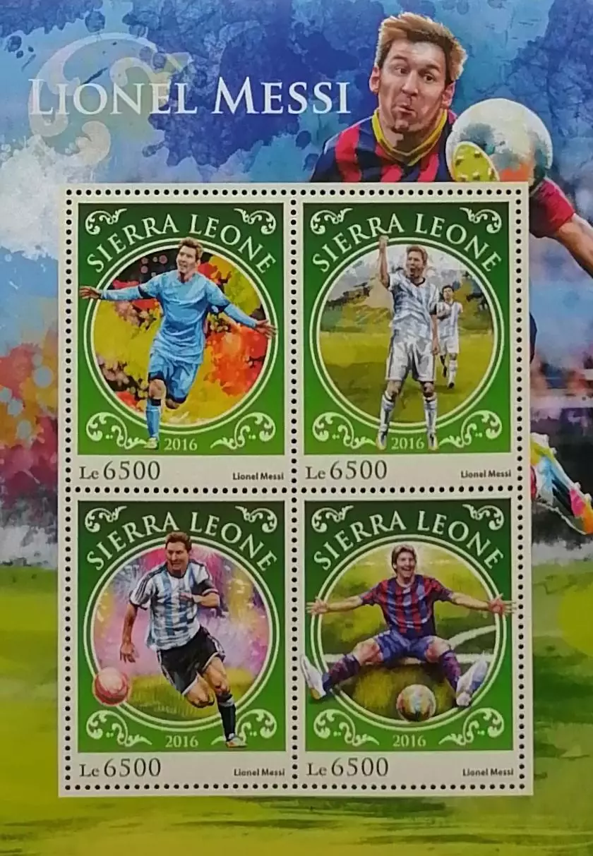 Малый лист. Сьерра-Леоне 2016. Лионель Месси.