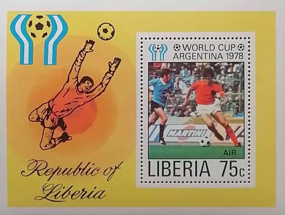 Блок. Либерия 1978. Чемпионат мира по футболу. Аргентина 1978.