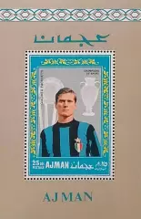Блок. Аджман (ОАЭ) 1968. Футбол. Джачинто Факкетти. Интер Милан.