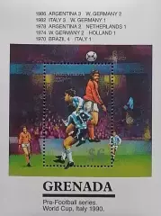 Блок. Гренада 1990. Чемпионат мира по футболу. Италия 1990. Финалы 1970-1986.