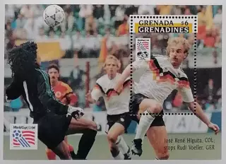 Блок. Гренада 1994. Чемпионат мира по футболу. США 1994. Руди Феллер.