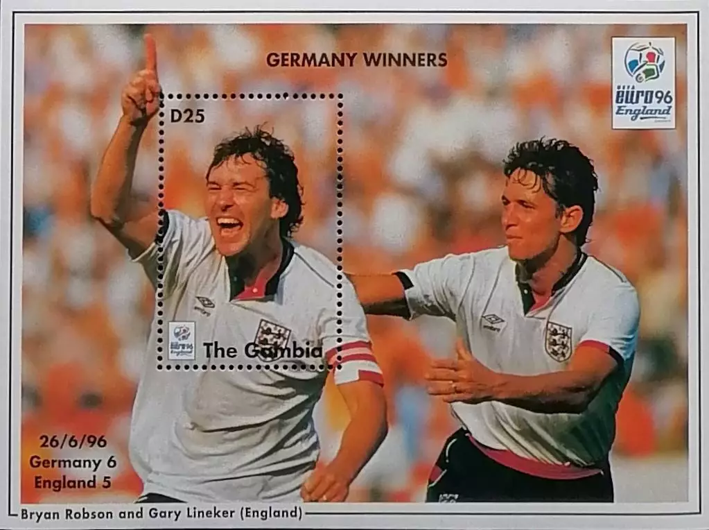 Блок. Гамбия 1996. Чемпионат Европы по футболу. Англия 1996. Робсон. Линекер.