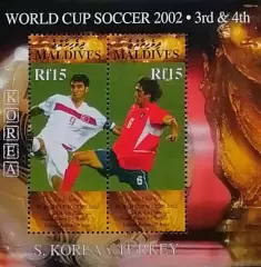 Блок. Мальдивы 2002. Чемпионат мира по футболу. Япония/Южная Корея 2002.