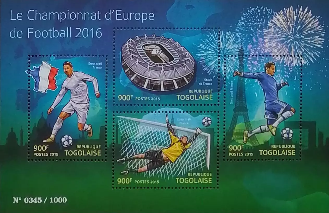 Малый лист. Того 2015. Чемпионат Европы по футболу. Франция 2016.