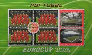 Малый лист. Сент-Винсент и Гренадины 2008. ЧЕ по футболу 2008. Сб. Португалия.