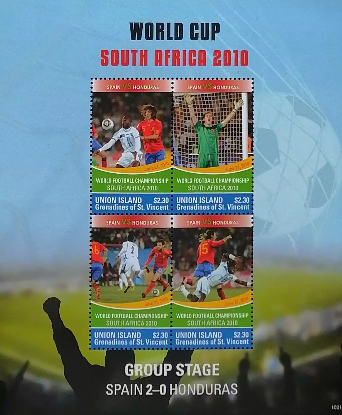 Малый лист. Сент-Винсент и Гренадины 2010. Чемпионат мира по футболу. ЮАР 2010.