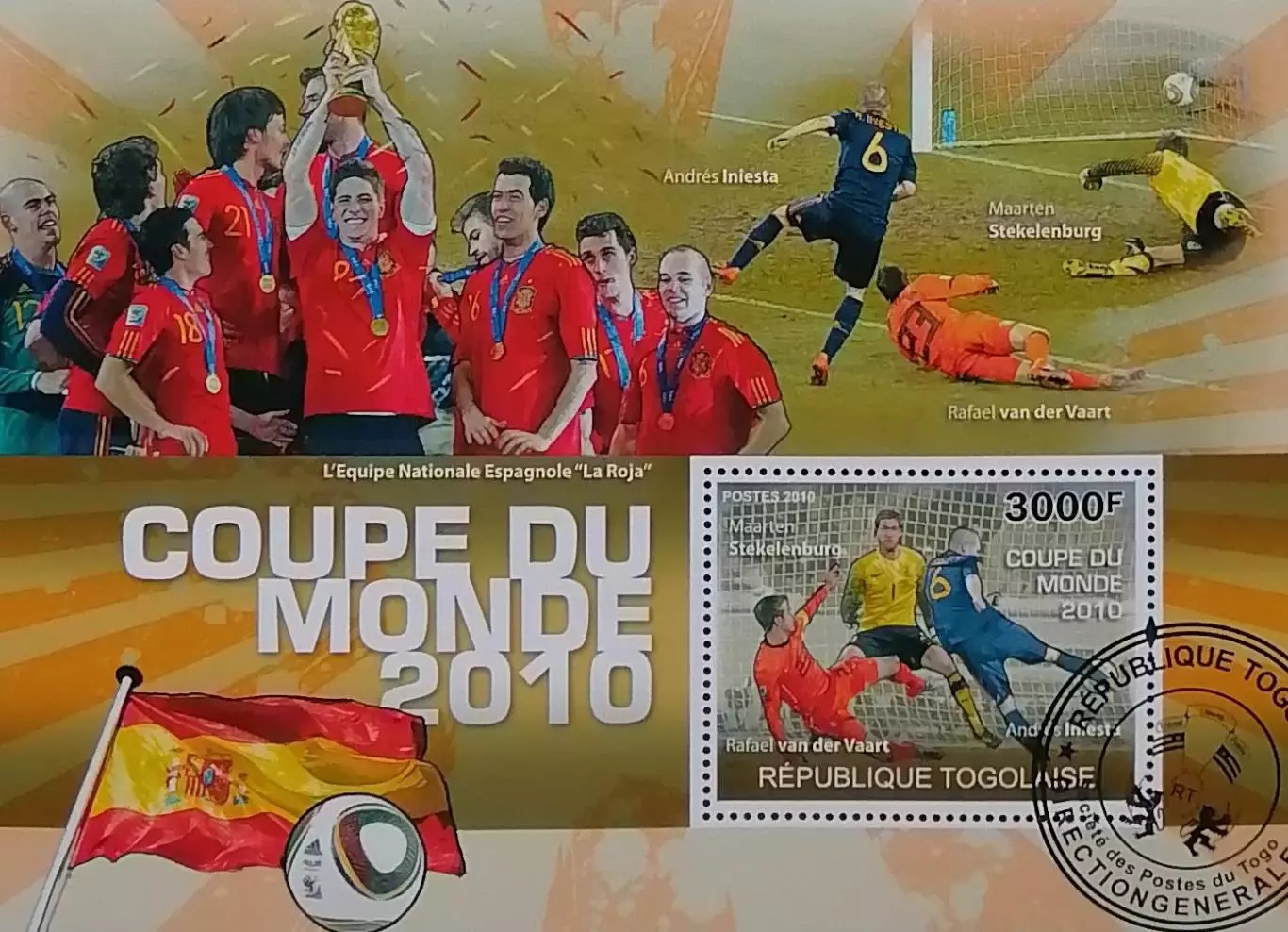 Блок. Того 2010. Чемпионат мира по футболу 2010. Чемпионы мира - сборная Испания