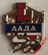 Значок ЛадаТольятти коньки клюшки синий