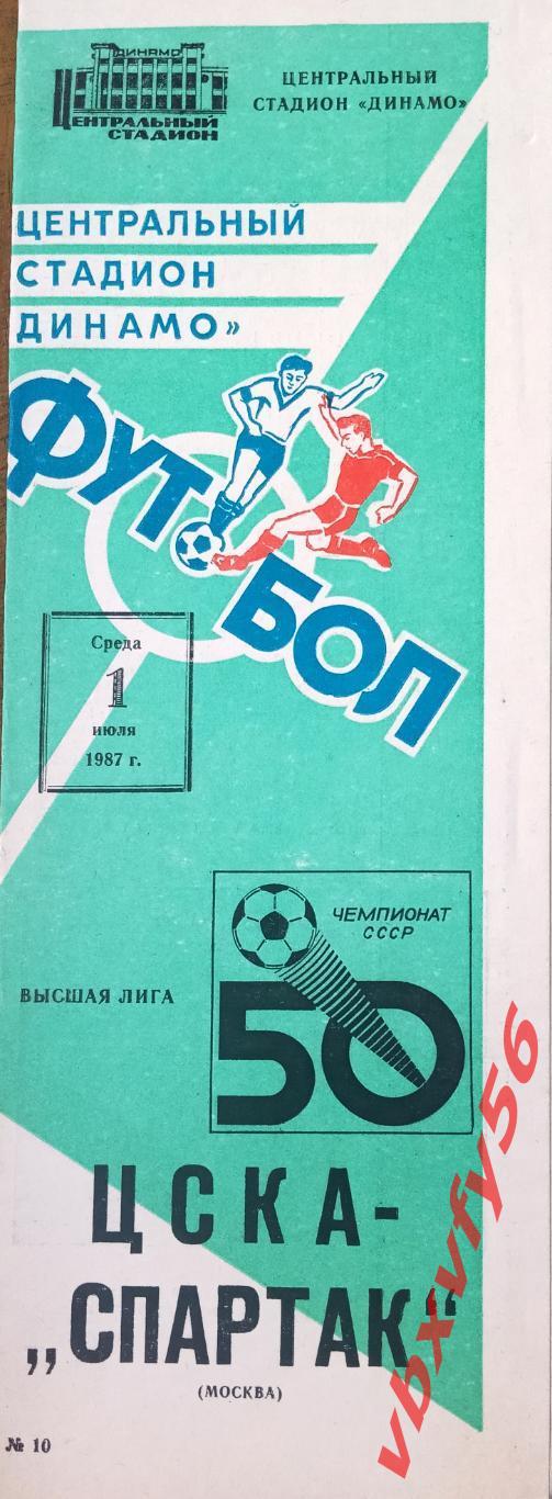 ЦСКА - Спартак(Москва) 1 июля 1987г.