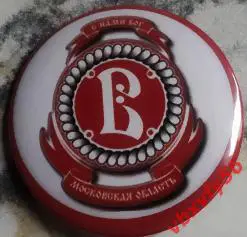 Значок Витязь Московская облась Круг закатный хоккей белый