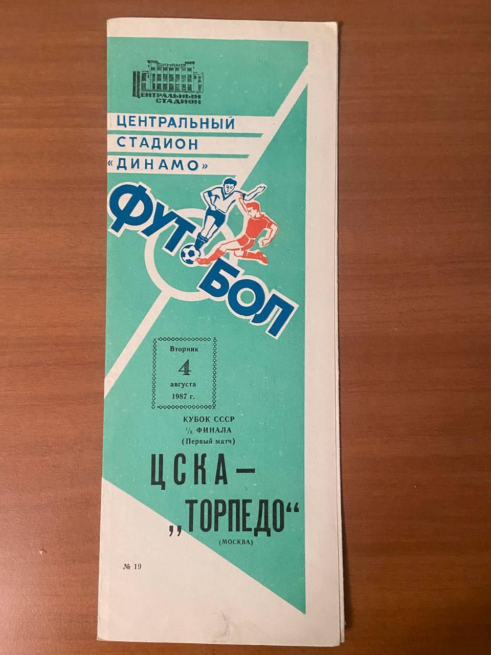 ЦСКА – «Торпедо» Москва, 04.08.1987 г., 1/8 финала Кубок СССР