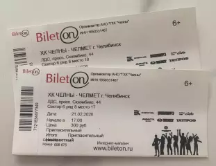 Официальный билет матча ВХЛ 2025/26 ХК «ЧЕЛНЫ» - ХК Челмет (Челябинск)