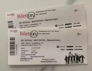 Официальный билет матча ВХЛ 2025/26 ХК «ЧЕЛНЫ» - ХК Магнитка (Магнитогорск)