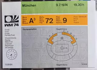Билет финал чемпионат мира 1974 Голландия - Германия