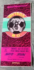 Программа Шахтер Донецк - Кубань Краснодар 22.06.1980