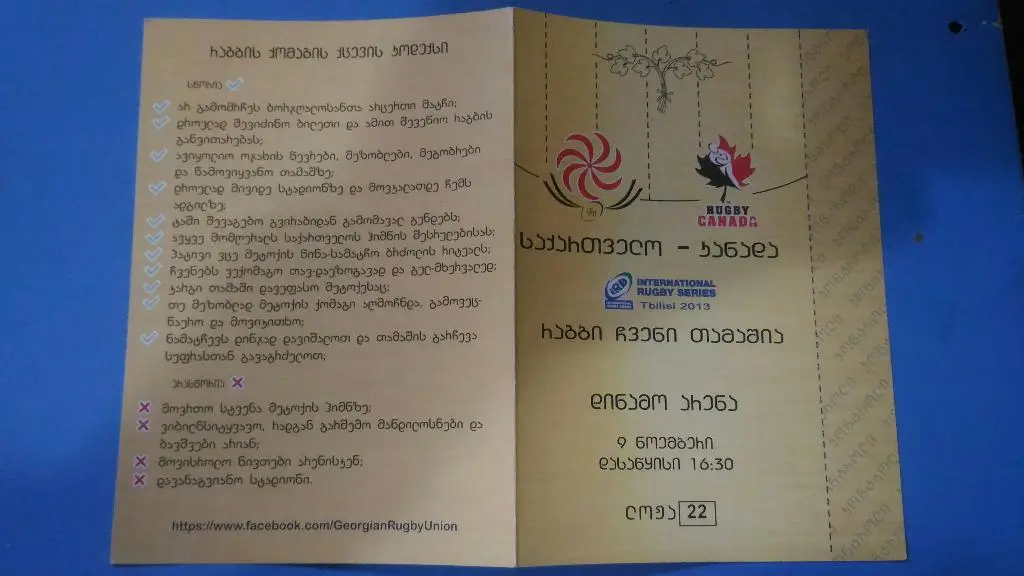 Грузия - Канада. 2013 г. Регби.