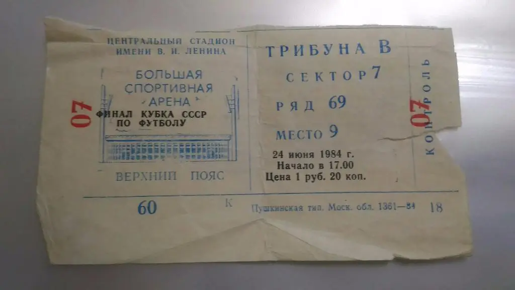 Динамо Москва - Зенит Ленинград. 1984. Финал Кубка СССР.