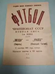 Звезда Пермь - Уралец Нижний Тагил. 12.09.1985