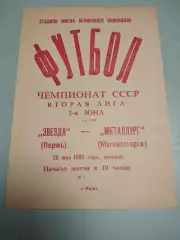 Звезда Пермь - Металлург Магнитогорск. 28.05.1985