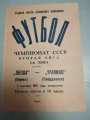 Звезда Пермь - Уралмаш Свердловск. 08.09.1985