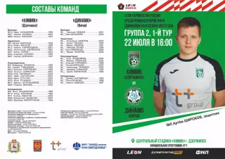 Предзаказ. Химик Дзержинск - Динамо Киров. 22.07.2023