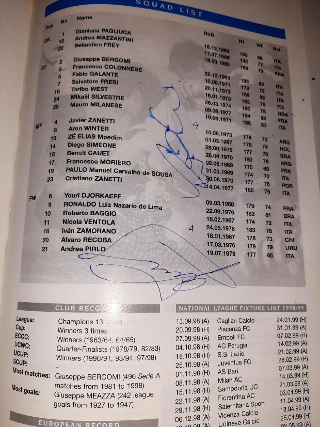 Программа Champions League 1998/99 2
