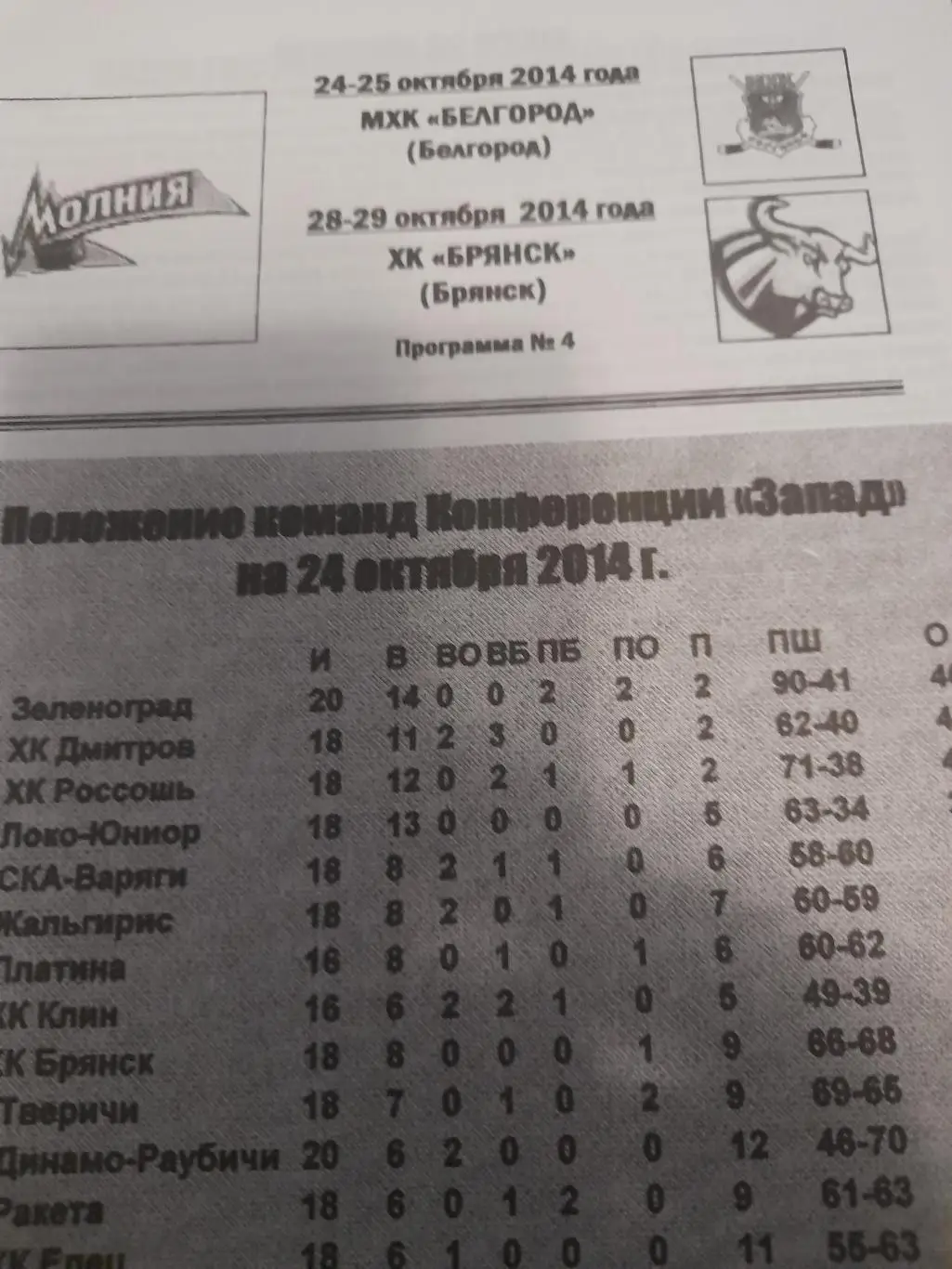 Молния Рязань - Белгород/ Брянск 2014 МХЛ