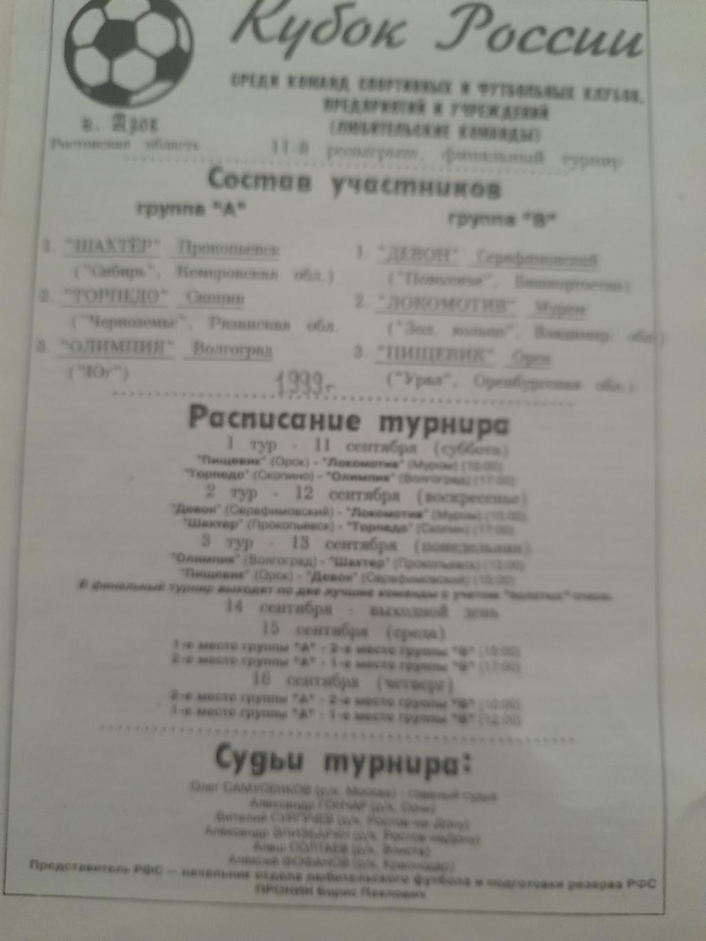 Азов 1999 кубок Прокопьевск Скопин Волгоград Муром Орск 1