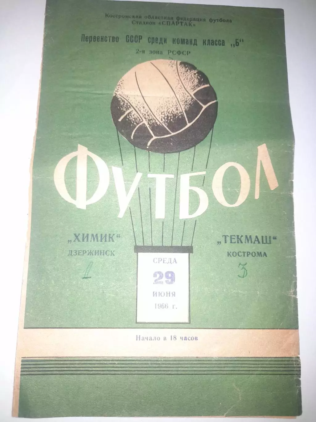 Текмаш Кострома- Химик Дзержинск 1966