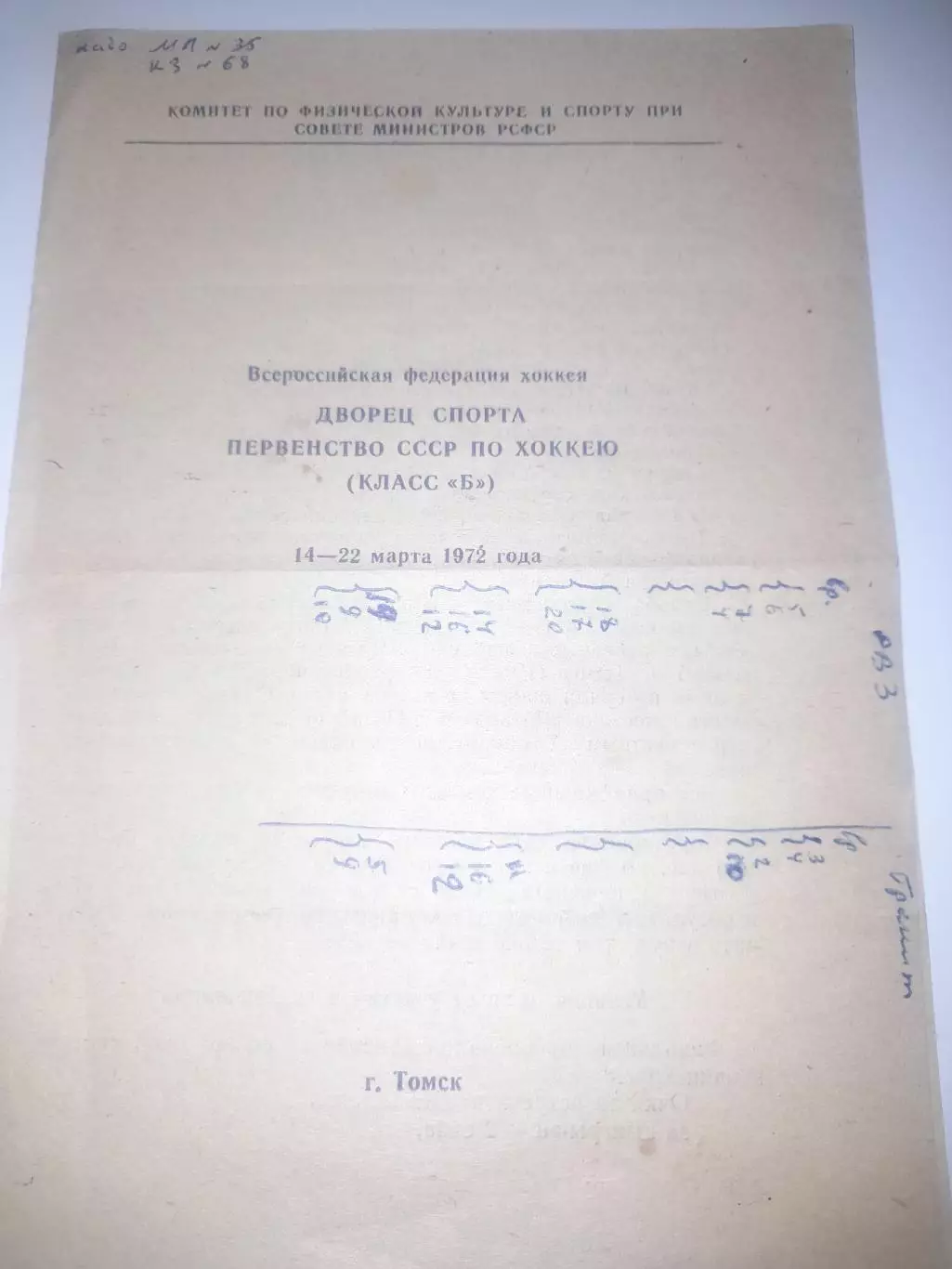 Томск 1972 хоккей турнир Горький Свердловская обл Рига
