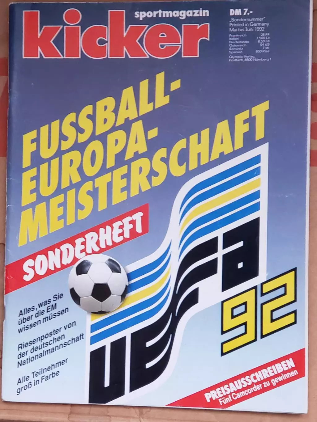 Футбольный журнал- KICKER EM 92