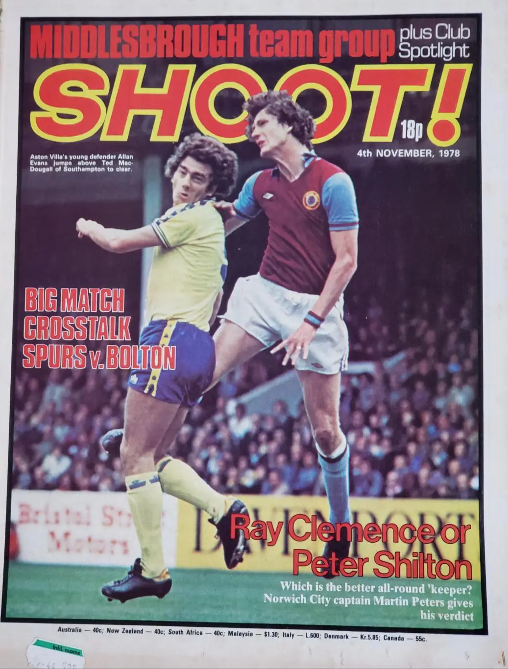 Футбольный журнал- SHOOT. 4 ноября 1978