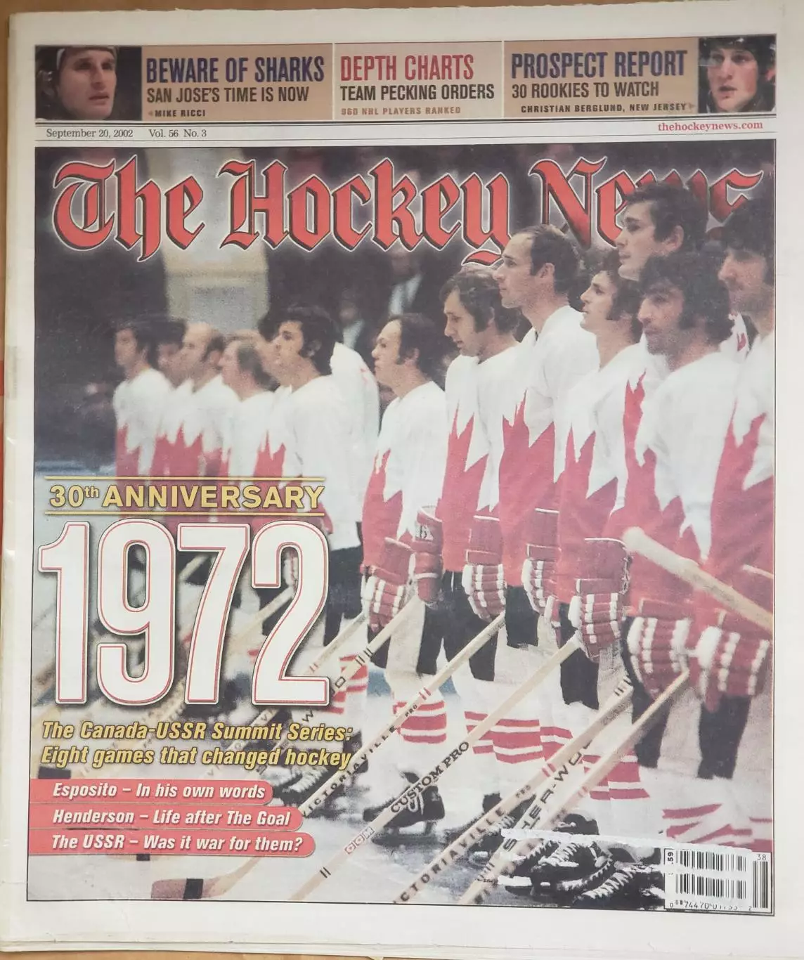 Газета THE HOCKEY NEWS 20. 09 2002 год