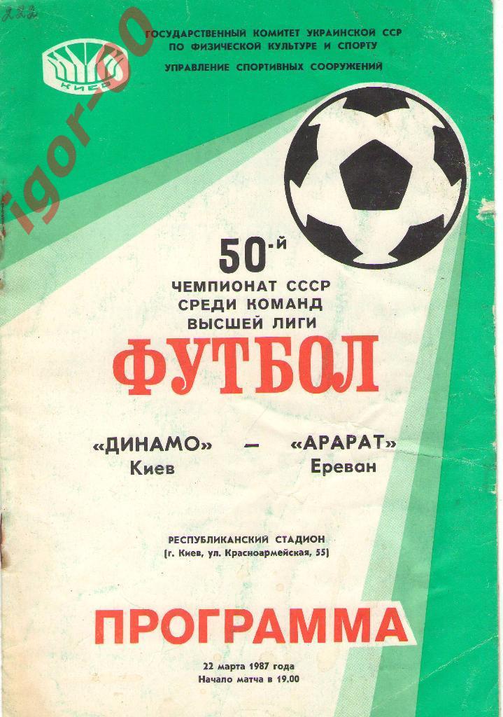 Динамо Киев - Арарат Ереван 1987