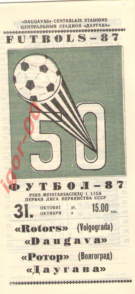 Даугава Рига - Ротор Волгоград 1987